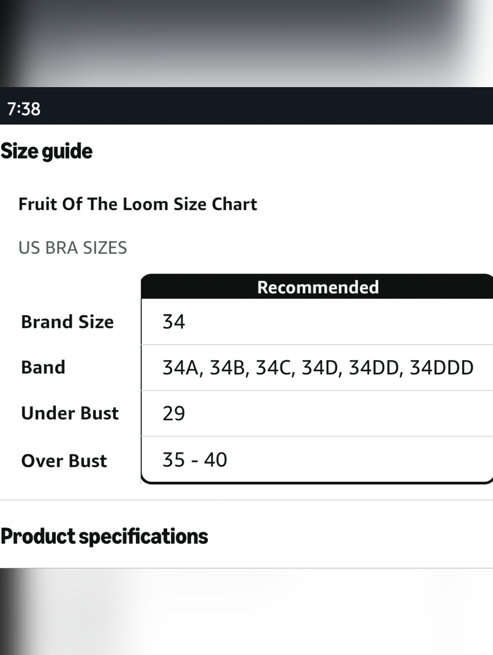 Fruit of the Loom Ladies Adjustable Shirred Front Racerback Sports Bra Size 34 - Picture 6 of 6